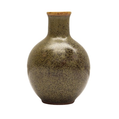 Lot 76 - A small Chinese teadust-glazed bottle vase, Qing dynasty, 19th century, Qianlong mark