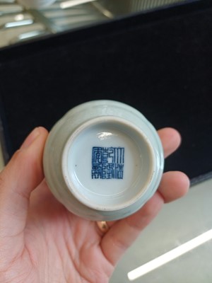 Lot 52 - A small Chinese monochrome white-glazed incised vase, Qing dynasty, Qianlong mark and period