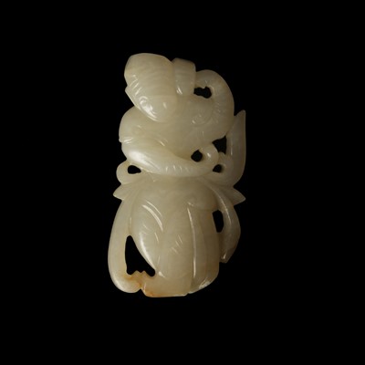 Lot 507 - A Chinese celadon jade 'dancer' carving, 20th century