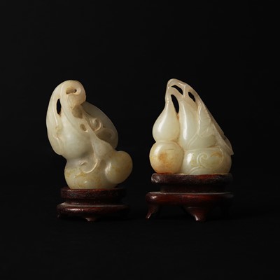 Lot 107 - Two Chinese jade 'double gourd' carvings, Qing dynasty, 19th century