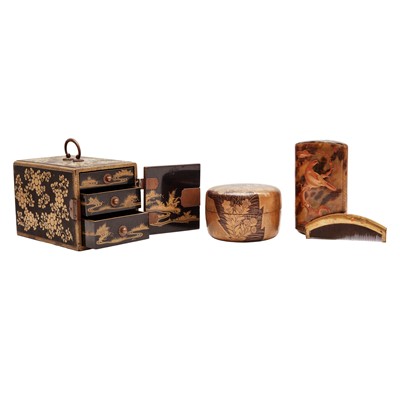 Lot 848 - Four Japanese lacquer items, 19th/20th century