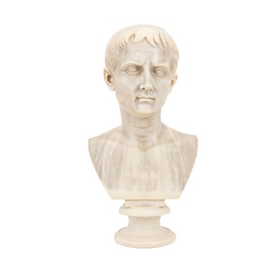 Lot 92 - After the antique, a Grand Tour style resin bust of Emperor Augustus