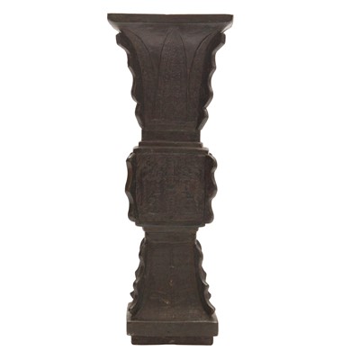 Lot 100 - A large Chinese archaistic bronze 'gu' vase, late Ming dynasty