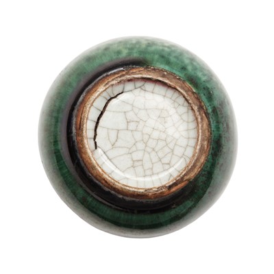 Lot 84 - A Chinese green-glazed water pot, pingguozun, Qing dynasty, 18th/19th century