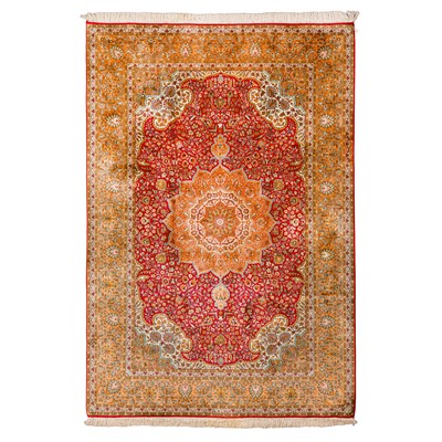 Lot 19 - An extremely fine silk Kashmir carpet