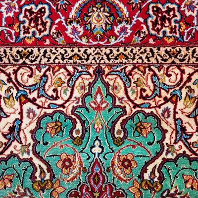 Lot 20 - An extremely fine part silk Isfahan prayer rug, central Persia