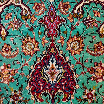 Lot 20 - An extremely fine part silk Isfahan prayer rug, central Persia