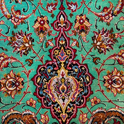 Lot 20 - An extremely fine part silk Isfahan prayer rug, central Persia