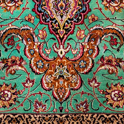 Lot 20 - An extremely fine part silk Isfahan prayer rug, central Persia