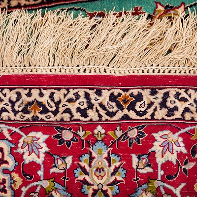Lot 20 - An extremely fine part silk Isfahan prayer rug, central Persia