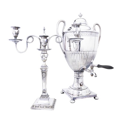 Lot 35 - A silver plated candelabrum by Mappin, Webb & Co