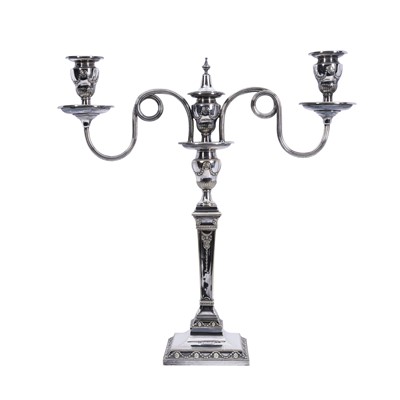 Lot 35 - A silver plated candelabrum by Mappin, Webb & Co