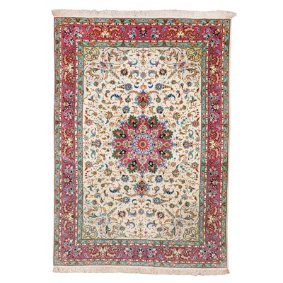 Lot 89 - A very fine part silk Tabriz carpet, north-west Persia