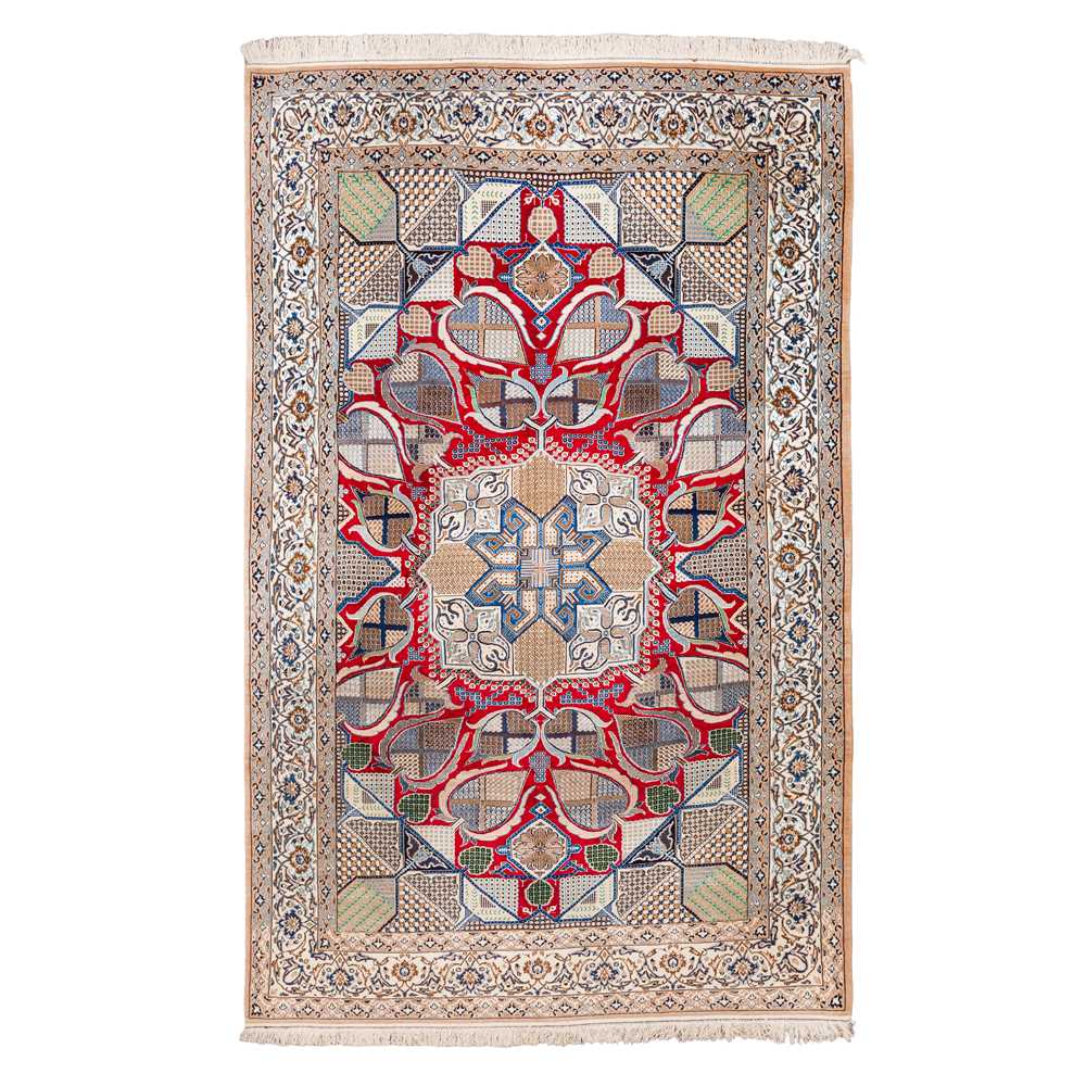 Lot 83 - A very fine part silk Nain carpet, central Persia