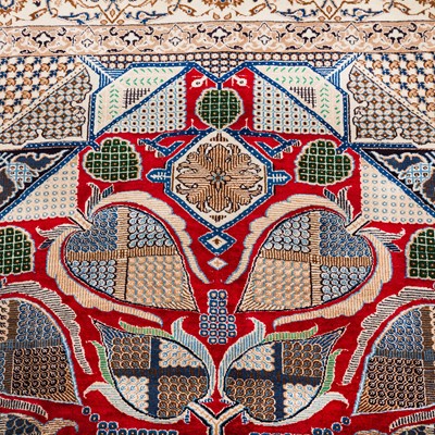 Lot 83 - A very fine part silk Nain carpet, central Persia