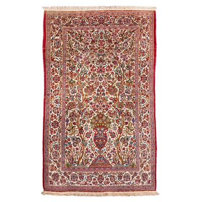 Lot 87 - A fine part silk antique Kashan rug, central Persia