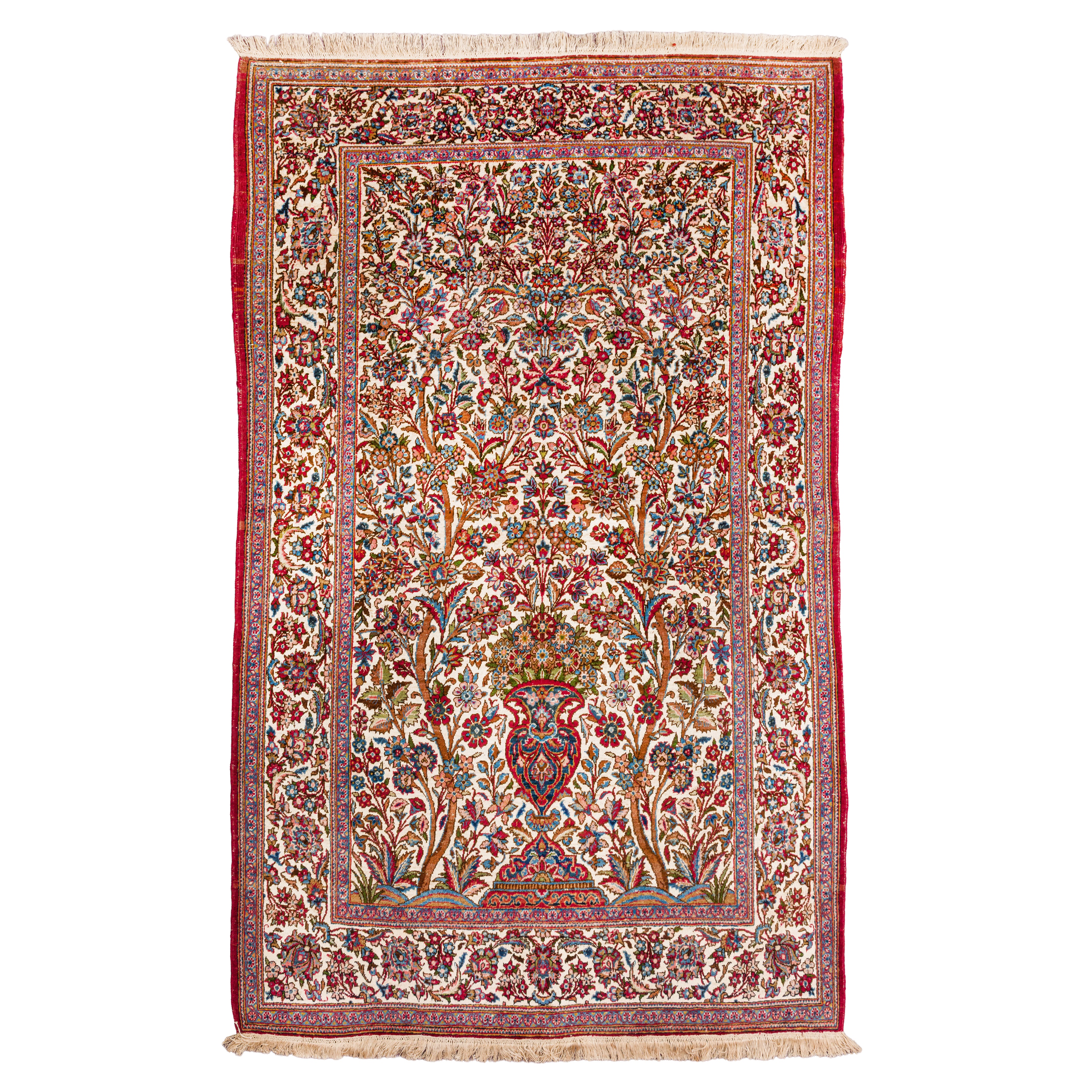 Lot 87 - A fine part silk antique Kashan rug, central