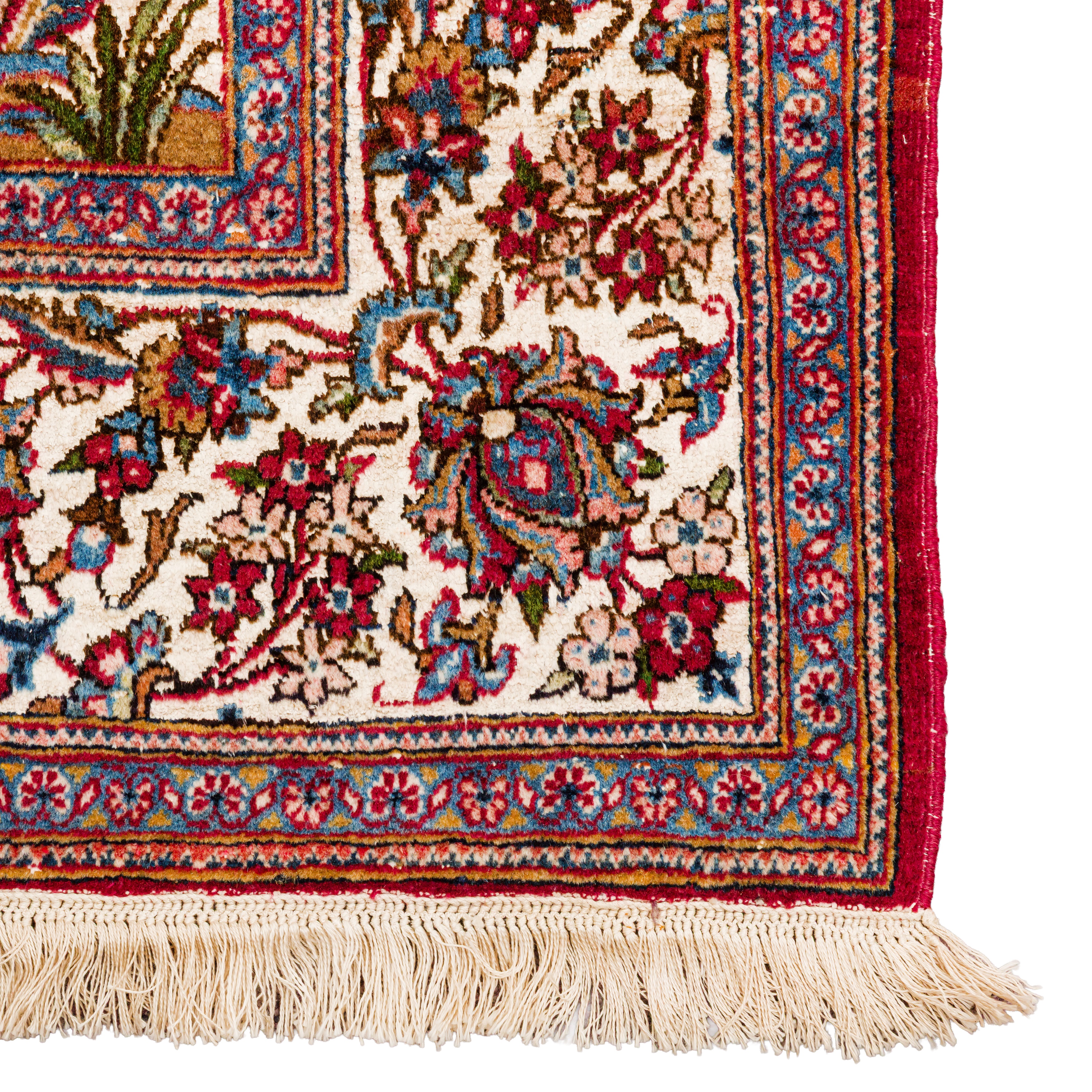 Lot 87 - A fine part silk antique Kashan rug, central