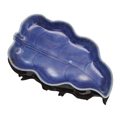 Lot 72 - A Chinese monochrome blue-glazed 'artemisia leaf' washer, Qing dynasty, 18th century