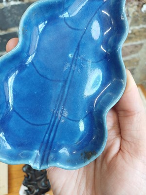 Lot 72 - A Chinese monochrome blue-glazed 'artemisia leaf' washer, Qing dynasty, 18th century