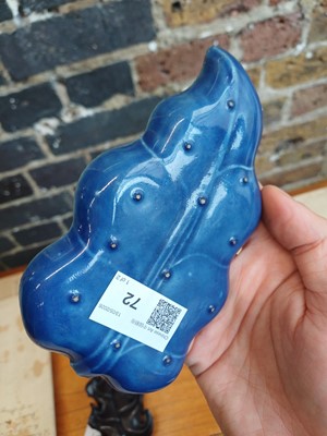 Lot 72 - A Chinese monochrome blue-glazed 'artemisia leaf' washer, Qing dynasty, 18th century
