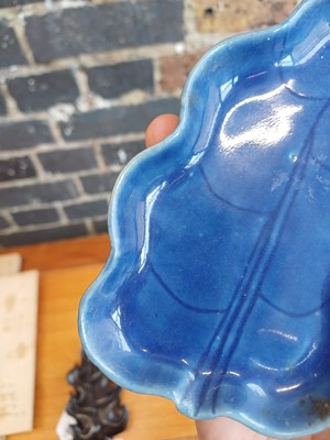 Lot 72 - A Chinese monochrome blue-glazed 'artemisia leaf' washer, Qing dynasty, 18th century