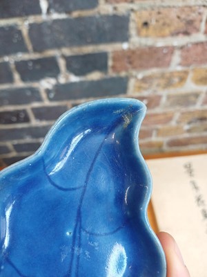 Lot 72 - A Chinese monochrome blue-glazed 'artemisia leaf' washer, Qing dynasty, 18th century