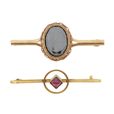 Lot 268 - Two gem set bar brooches