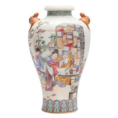 Lot 447 - A Chinese famille-rose 'figural' vase, 20th century, Chun Loong Sang
