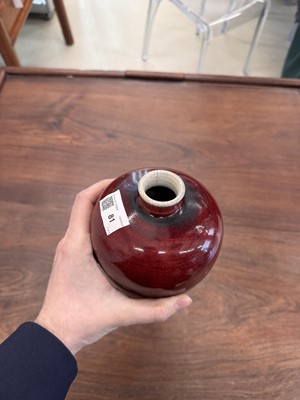 Lot 81 - A Chinese copper red-glazed vase, meiping, Qing dynasty, 18th/19th century