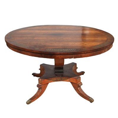 Lot 214 - A Regency brass-inlaid rosewood centre table