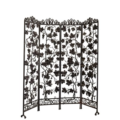 Lot 261 - A French wrought iron four fold screen, mid 20th century