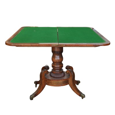 Lot 227 - A Regency mahogany and brass-inlaid games table, early 19th century