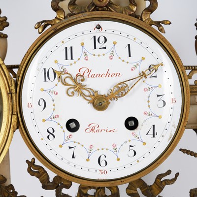 Lot 47 - A 19th century French gilt metal mounted onyx portico clock