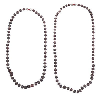 Lot 37 - Two garnet bead necklaces