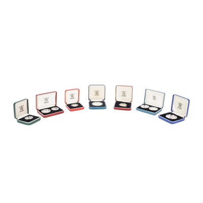 Lot 549 - A group of GB proof sterling silver coins, seven in original boxes