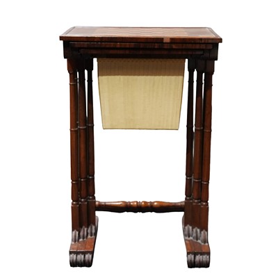 Lot 10 - A Quartetto rosewood nest of tables, the largest with a chessboard inlaid top