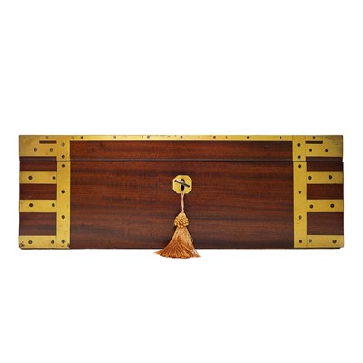 Lot 185 - An early 19th century mahogany brass-bound campaign writing slop