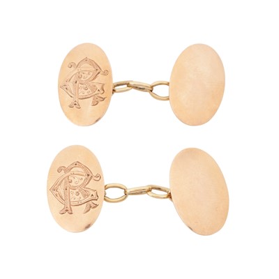 Lot 388 - A pair of monogrammed cufflinks