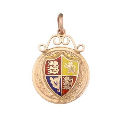 Lot 386 - A British Royal Coat of Arms enamel medallion