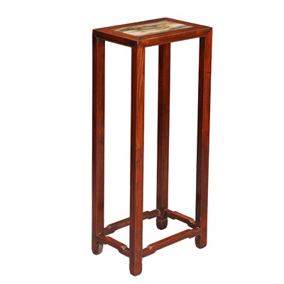 Lot 237 - A Chinese marble-inset hardwood jardiniere stand, Qing dynasty, 19th century