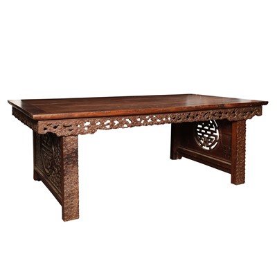 Lot 229 - A large Chinese hardwood table, Qing dynasty, 19th century