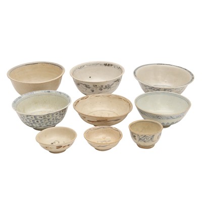 Lot 793 - A group of Annamese blue and white bowls, 14th-16th century