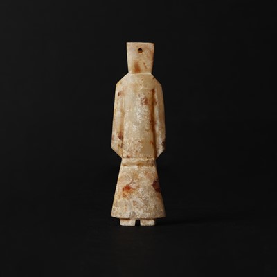 Lot 537 - A Chinese archaistic jade figure of a scholar, 18th/19th century or earlier
