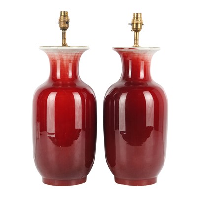 Lot 775 - A pair of Chinese sang-de-boeuf glazed vases, 20th century
