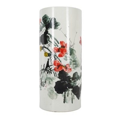 Lot 403 - A Chinese 'floral' porcelain stick stand, 20th century