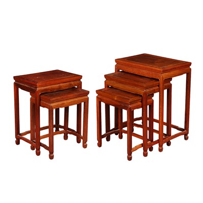 Lot 595 - A group of five Chinese hardwood side tables, 20th century