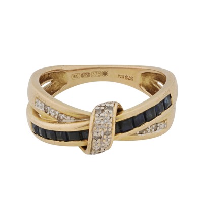 Lot 2 - A sapphire and diamond crossover ring