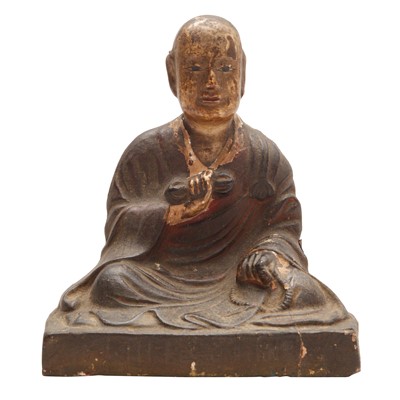 Lot 213 - A Chinese Jiazhen figure of a Luohan, 17th century