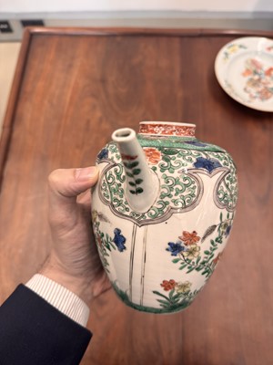 Lot 23 - A Chinese famille-verte 'floral' teapot, Qing dynasty, Kangxi period